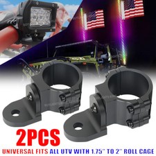 2x For Polaris RZR LED Whip Lights Mounting Brackets 1.5-2" Roll Bar Mount UTV