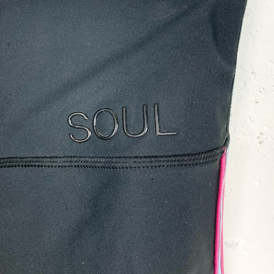 Soulcycle Athletic Soul Logo Leggings Black Poly Stretch Side Stripe