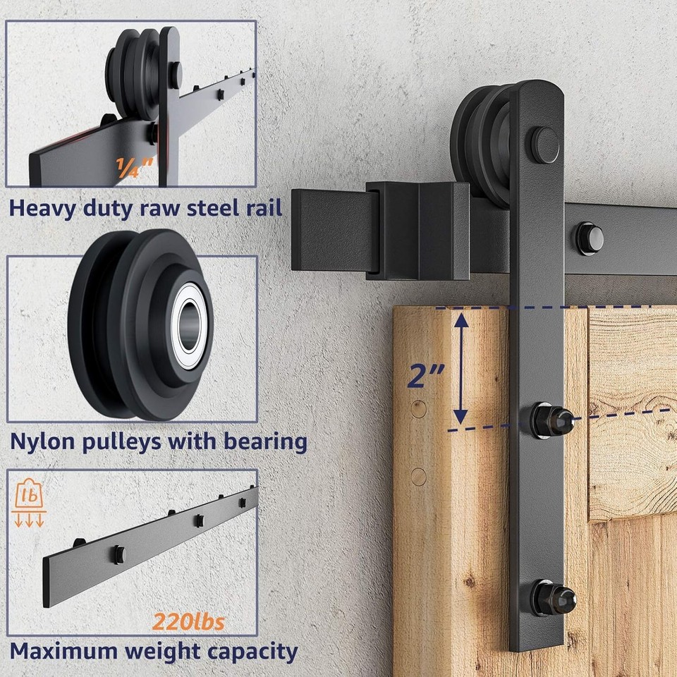Stylish 8ft Barn Door Hardware Kit Perfect for Modern Home