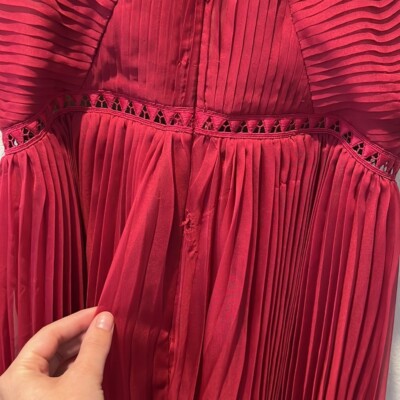 Self-Portrait Pleated Chiffon Midi, Fuchsia - US 6 | eBay