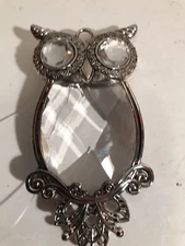 K&K Interiors Silver and Crystal Owl Hanging Ornament/Suncatcher