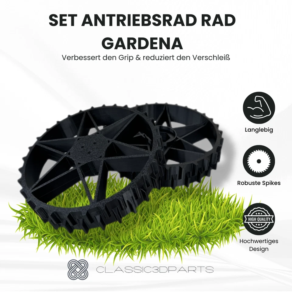 CLASSIC3DPARTS Juego de 2 ruedas motrices rueda para Husqvarna Automower 105 / 305 / 308 ¡más agarre!