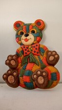 Vintage Patchwork Teddy Bear Plaque Wall Hanging Quilted Design Foam Craft 1979