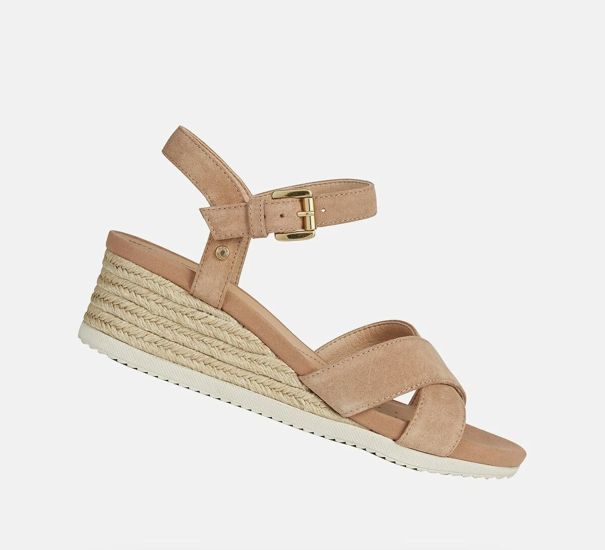 Sandales Geox De Femme Compens es En Corde Daim Talon Plateau