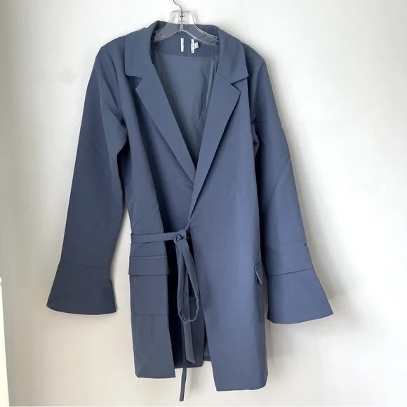 Princess Polly Kyah Navy Blue Wrap Blazer Dress 10