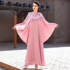 Dubai Batwing Sleeve Kaftan Women Muslim Long Dress Abaya Evening Robe Prom Gown