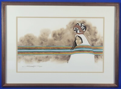 Dyanne Strongbow Untitled Original Watercolor Painting 1984 Framed