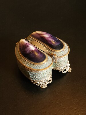 Schmuckschatulle 19. Jh. Formschale Perlmutt Diamant Ring Gold N3 NIII 