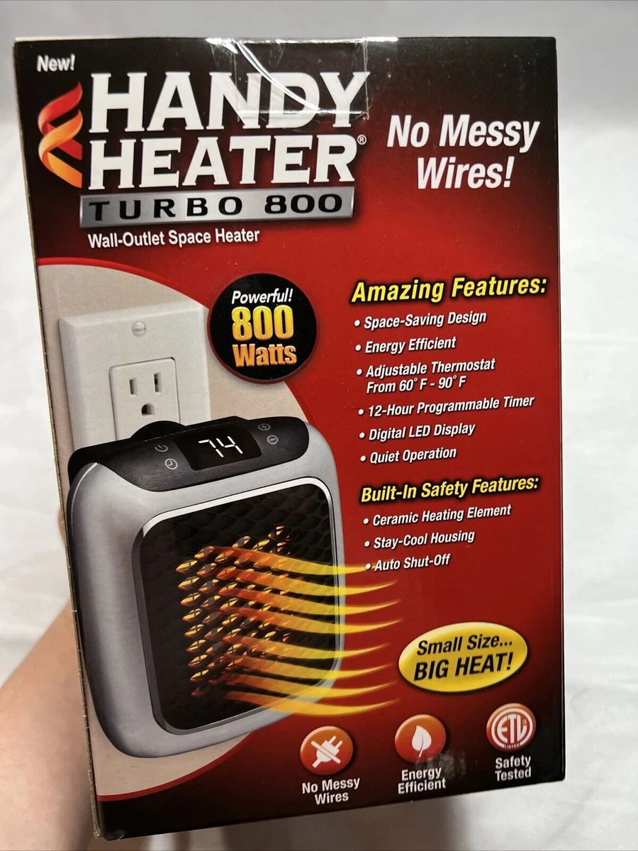 Handy Heater Turbo 800 Ceramic Heating Wall-Outlet Space Heater Digital LED  735541068218 | eBay