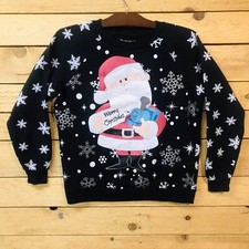 Rudolph the Red Nosed Reindeer Brand Sz M Black Santa Ugly Sweater Sweatshirt