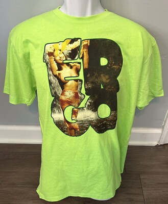 Men s Ergo Lime green Hula Dancer Waterfall  print T-shirt size Large