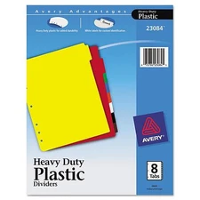 Avery 8Tab PLASTIC Notebook DIVIDERS color WRITE ON LABELS AVE23084 heavy duty