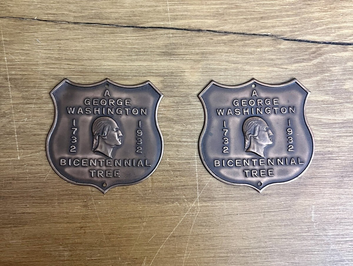 2 Antique George Washington Bicentennial Tree 1732-1932 Shield  display picture 1