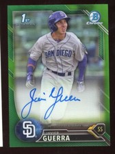 Javier Guerra 2016 Bowman Chrome Auto Rookie Green Serial #d 66/99 Padres