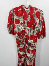 Pre-Owned Ganni Tan Size 40 Floral Maxi Short Sleeve Dress