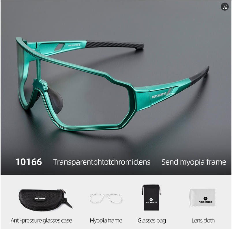 ROCKBROS Photochromic Sunglasses Clear Cycling Glasses UV400 Full Frame Glasses