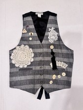 Vintage Intentions women  s one size steampunk black plaid embellishment vest