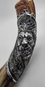Shofar Yemenite Kudu Horn 22'' & With Sterling Silver Plated Lion