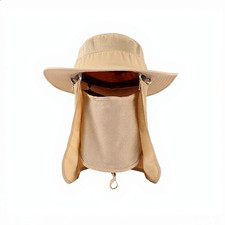 Men Women UPF 50 Sun Hat Wide Brim Fishing Cap Detachable Face Neck Flap Waterp