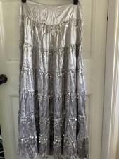 Influence Size 10 Vintage Silver With Sequins Low-rise Maxi Skirt