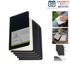 6 Pack Mini Pocket Notebooks Black Cardstock 90x140mm Lined 60 Pages
