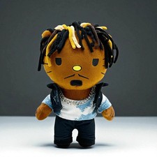 25cm Hello Kitty Juice WRLD Plush Toy, Rap-Inspired Doll, Gift for Music Fans
