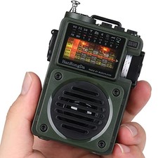 Shortwave Radio, Bluetooth Speaker Support MicroSD, FM MW WB SW Receiver Green