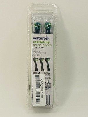Waterpik Triple Clean Replacement Brush Heads, Black, OTRB-3WB, 3 Count