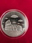 UFO Over Rome Colosseum 1 Ozt .999 Fine Silver Round By Intaglio Mint