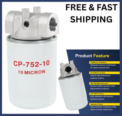 10 Micron Hydraulic Oil Filter Assembly, Spin-On Design, Return Line Filter with