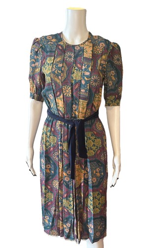 J.H. Paul ltd VTG Floral Belted print dress Armpit To Armpit 17”