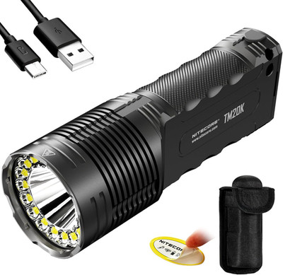 TM20K 20,000 Lumen USB-C Rechargeable LED Flashlight with sticker