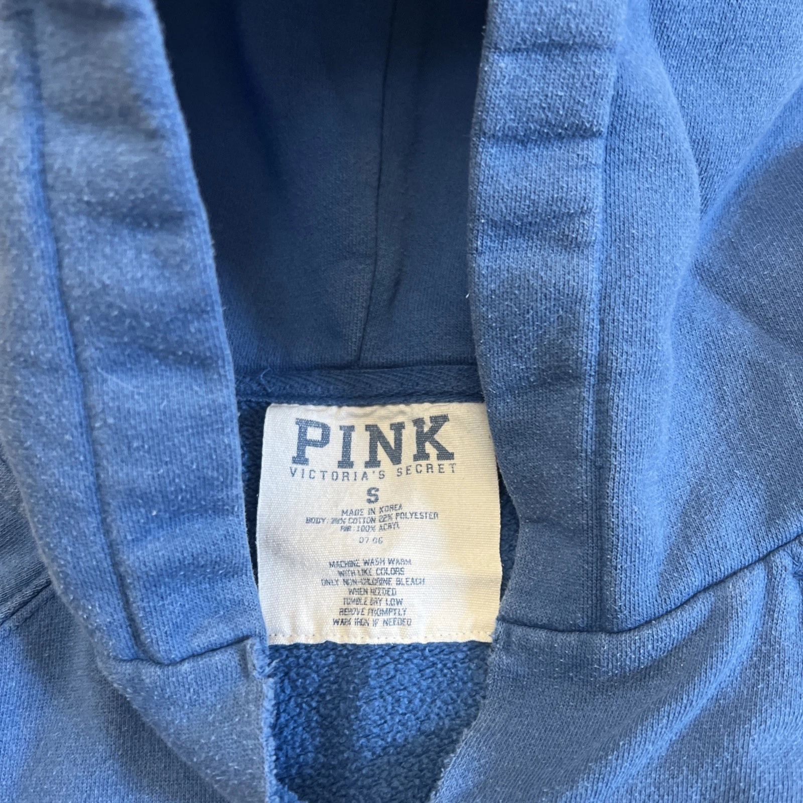 UNDERCOVER Felpa con cappuccio zip Y2K fine anni 2000 Victoria’s Secret ROSA bianca Mcbling Spell Out XS