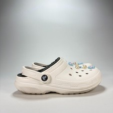 Crocs Classic Lined Clogs White Slip-On Fleece Shoes Lightweight Women  s Size 7