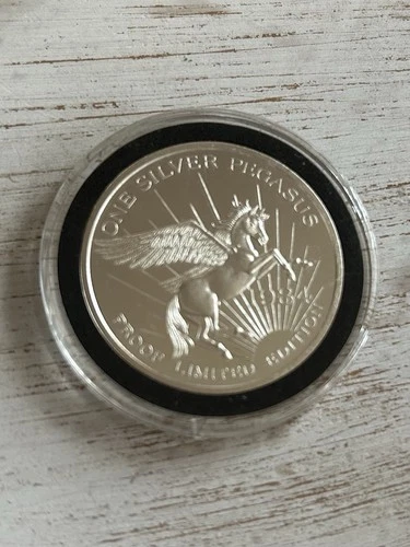 One Silver Pegasus 1984 Proof Limited Edition, One Troy Ounce 999 Find Silver