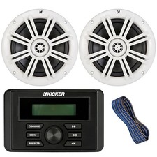 Kicker KMC3 Marine Bluetooth USB Stereo Receiver, 2x 6.5" Speakers, Wire