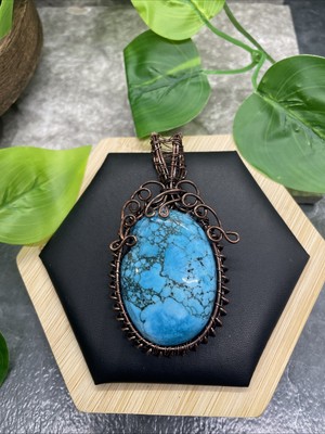 2.95  Polished Gemstone Copper/Brass Wire Wrapped Pendant New Free Ship B7278
