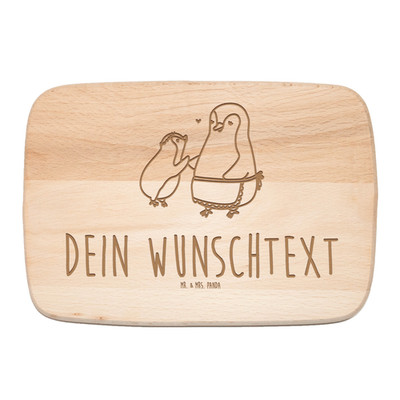 Personalisiertes Frühstücksbrettchen Pinguin mit Kind - Mutter Bruder Mutter..
