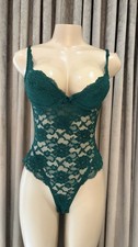 Vintage Victorias Secret Gold Label Body Suit Lace Teddy Green Intimate Size 34B