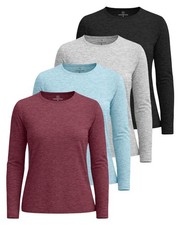 4 Pack: Women's UPF 50 Quick Dry Fit Sun Shirts Long Sleeve UV SPF Hiking To...
