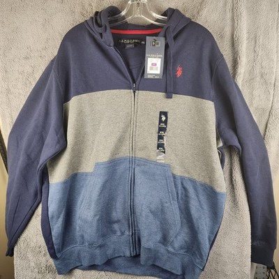 NWT US Polo Assn Large Gray Sweater Men's 2XL Quarter Zip Blue, Gray