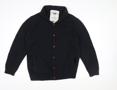 FCUK Damen Strickjacke schwarz Wolle mit Knöpfen Größe XL