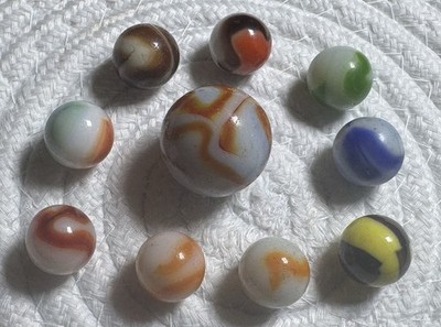 VTG Marbles Lot of 76 Estate Find Rare Various Colors Sizes Swirls Glass LOOK  