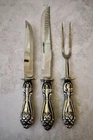 WALLACE ROSE STERLING SILVER HANDLE LARGE CARVING SET Of 3