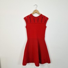 Ted Baker London Zaralie Jacquard Cut-Out Red Skater Dress Size 2 Fits UK 10