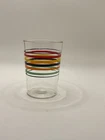 Hocking Paneled Ring Ding Glass Clear and Multi Colored Bands 8oz Tumbler