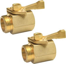 Hourleey 2 Pack Solid Brass Garden Hose Shut off Valve with 2 Extra Rubber 