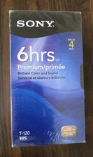 Sony T-120 Premium Grade 6 Hour Blank VHS Cassette Tapes Lot of 4 Factory Sealed