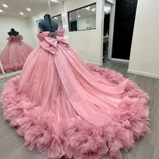 Pink Off Shoulder Applique QuinceaneraDress Ball Gown Beaded Birthday PartyDress