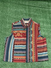 Vintage Susan Bristol Casual Womens Aztec Western Vest Size L Hand Embroidered